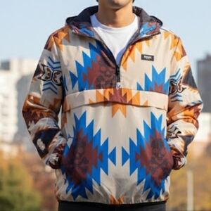 Reason Men's Multicolor Aztec Windbreaker